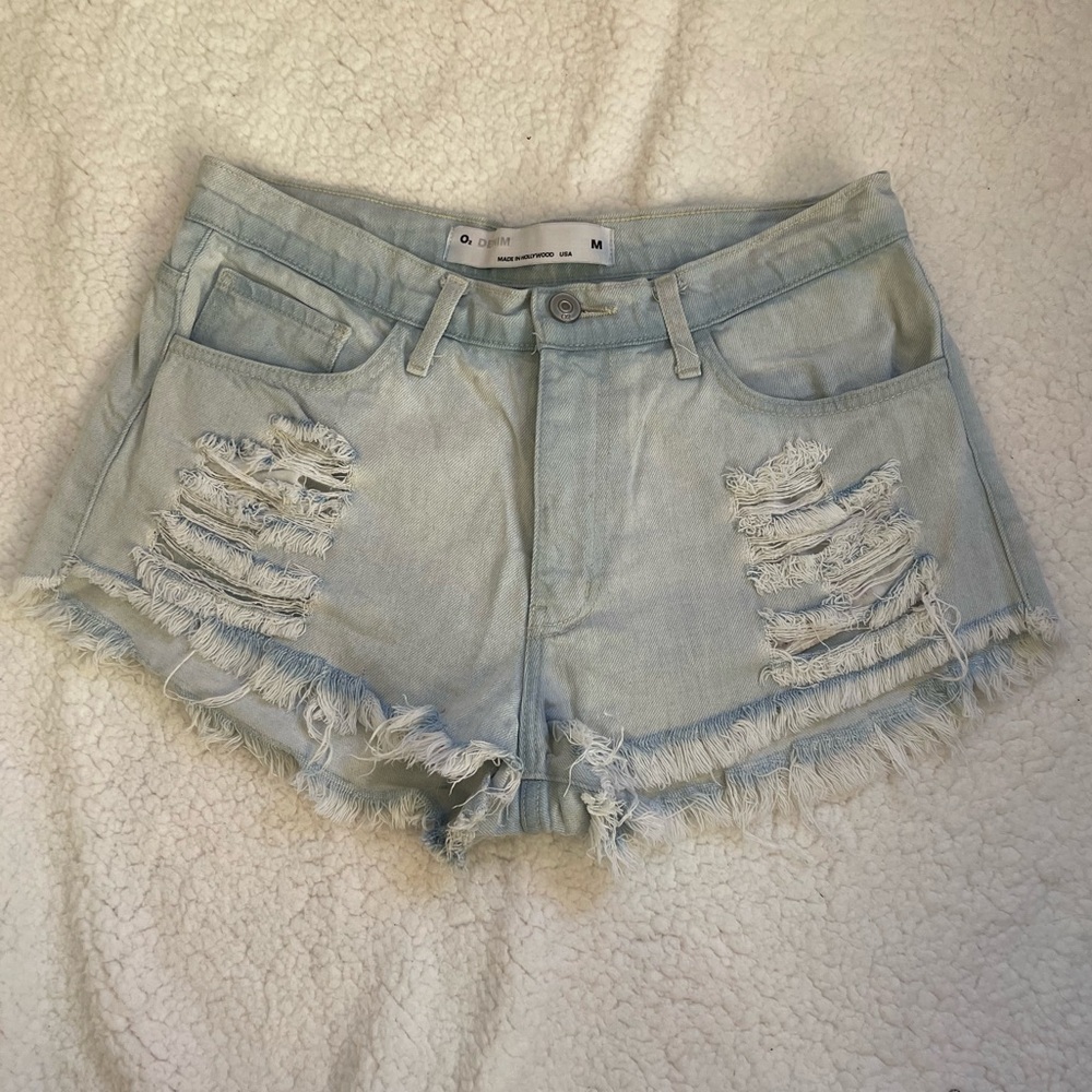 D2 Denim distressed shorts